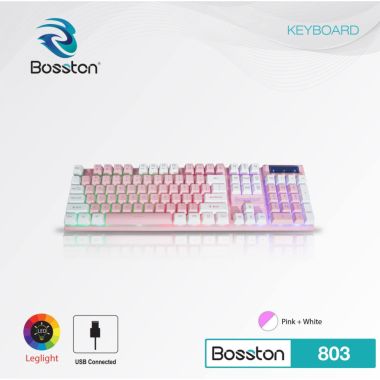 Bàn phím BOSSTON 803 Pink White LED USB