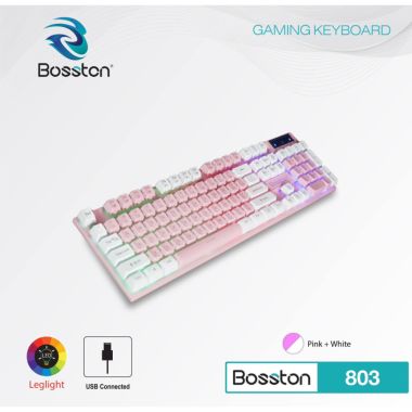 Bàn phím BOSSTON 803 Pink White LED USB