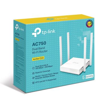 Phát Wifi TP-Link Archer C24 Chính hãng (4 anten, 733Mbps, 2 băng tần, Repeater, 4LAN)
