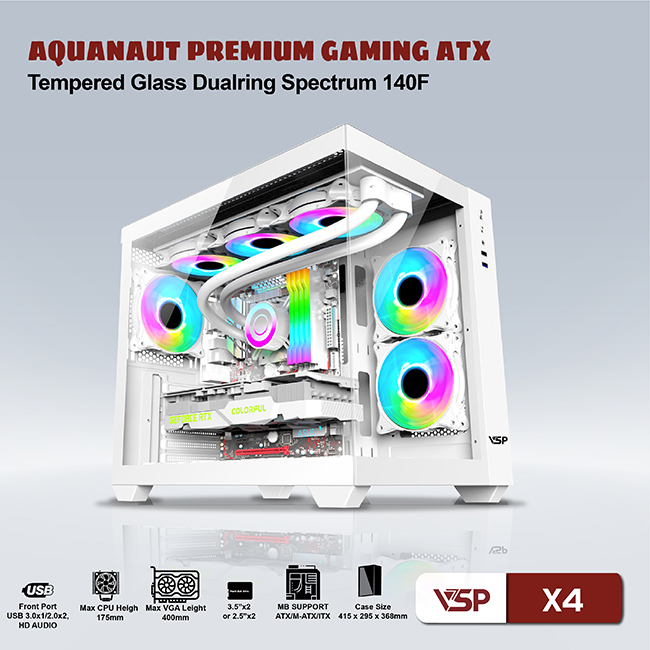 Case gaming Aquanaut X4 - White chính hãng