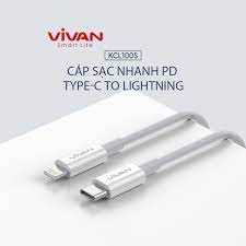 Cáp sạc Lightning - VIVAN KCL100S White Type-C To Lightning (Sạc nhanh 20W, TPE, 1m)