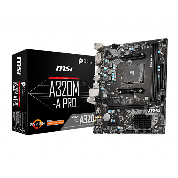 MAINBOARD MSI A320M-A PRO (AMD A320, SOCKET AM4, M-ATX, 2 KHE RAM DDR4)