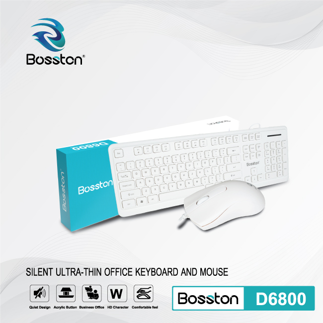 Combo phím chuột BOSSTON D6800 Full White Chính hãng