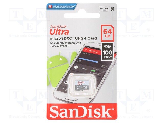 Thẻ nhớ MicroSD 64G SANDISK ULTRA SDSQUNR-064G-GN3MN Box Class10 100MB/s Chính hãng SPC